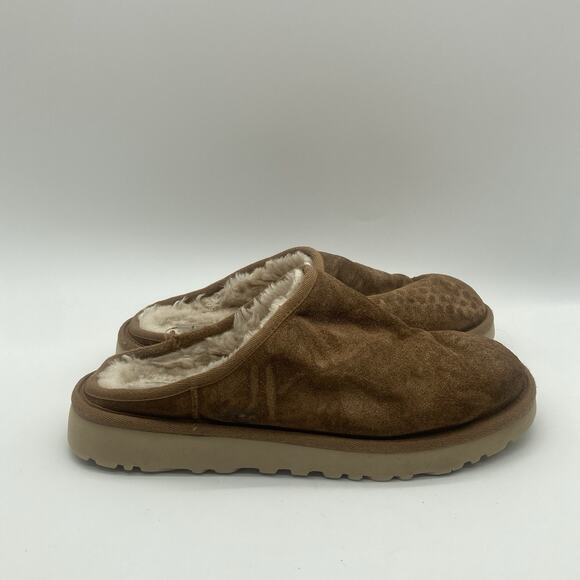 Mens Size 8 Ugg Classic Slip-On Chestnut Suede Scuffs Slippers 1129290 - Picture 1 of 9